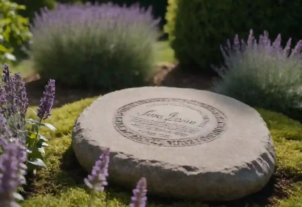 beautifully engraved memorial stone, memorial garden ideas