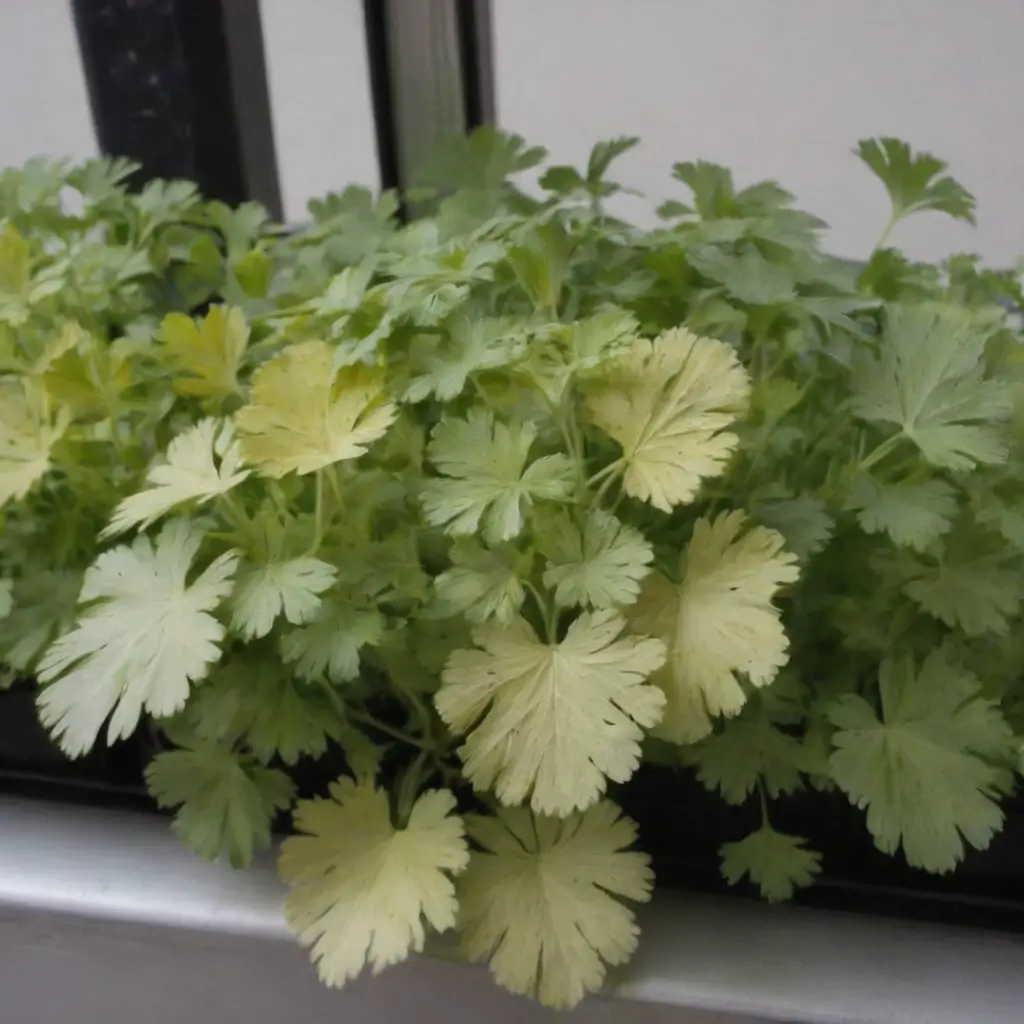 Yellowing leaves in hydroponic cilantro